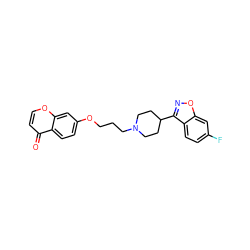 O=c1ccoc2cc(OCCCN3CCC(c4noc5cc(F)ccc45)CC3)ccc12 ZINC000001893115