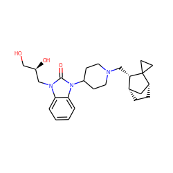 O=c1n(C[C@H](O)CO)c2ccccc2n1C1CCN(C[C@H]2[C@H]3CC[C@H](C3)C23CC3)CC1 ZINC000053229086