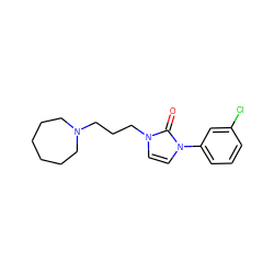 O=c1n(CCCN2CCCCCC2)ccn1-c1cccc(Cl)c1 ZINC000049109492