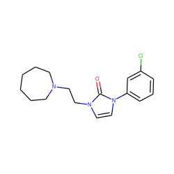 O=c1n(CCN2CCCCCC2)ccn1-c1cccc(Cl)c1 ZINC000049046089