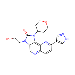 O=c1n(CCO)c2cnc3ccc(-c4cn[nH]c4)nc3c2n1C1CCOCC1 ZINC000118538965