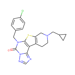 O=c1n(Cc2ccc(Cl)cc2)c2sc3c(c2c2ncnn12)CCN(CC1CC1)C3 ZINC001772627797