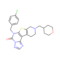 O=c1n(Cc2ccc(Cl)cc2)c2sc3c(c2c2ncnn12)CCN(CC1CCOCC1)C3 ZINC000210711758