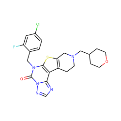 O=c1n(Cc2ccc(Cl)cc2F)c2sc3c(c2c2ncnn12)CCN(CC1CCOCC1)C3 ZINC001772627910