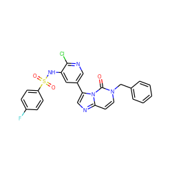 O=c1n(Cc2ccccc2)ccc2ncc(-c3cnc(Cl)c(NS(=O)(=O)c4ccc(F)cc4)c3)n12 ZINC000113764893