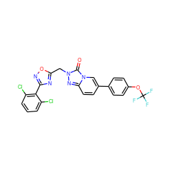 O=c1n(Cc2nc(-c3c(Cl)cccc3Cl)no2)nc2ccc(-c3ccc(OC(F)(F)F)cc3)cn12 ZINC000113399521