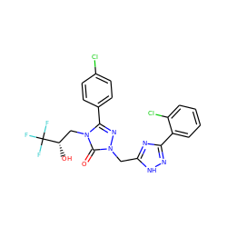 O=c1n(Cc2nc(-c3ccccc3Cl)n[nH]2)nc(-c2ccc(Cl)cc2)n1C[C@H](O)C(F)(F)F ZINC000072316470