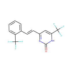 O=c1nc(/C=C/c2ccccc2C(F)(F)F)cc(C(F)(F)F)[nH]1 ZINC000012375272