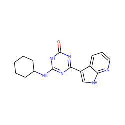 O=c1nc(-c2c[nH]c3ncccc23)nc(NC2CCCCC2)[nH]1 ZINC000101473272