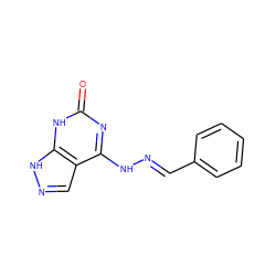 O=c1nc(N/N=C/c2ccccc2)c2cn[nH]c2[nH]1 ZINC000003923258