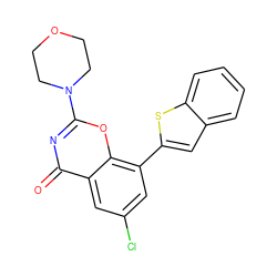 O=c1nc(N2CCOCC2)oc2c(-c3cc4ccccc4s3)cc(Cl)cc12 ZINC000653810856