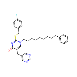 O=c1nc(SCc2ccc(F)cc2)n(CCCCCCCCCc2ccccc2)cc1Cc1cncnc1 ZINC000026572996