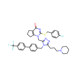 O=c1nc(SCc2ccc(F)cc2)n(Cc2nnc(CCCN3CCCCC3)n2Cc2ccc(-c3ccc(C(F)(F)F)cc3)cc2)c2c1CCC2 ZINC000096269783