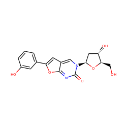 O=c1nc2oc(-c3cccc(O)c3)cc2cn1[C@H]1C[C@H](O)[C@@H](CO)O1 ZINC000036144091