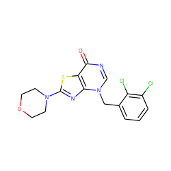 O=c1ncn(Cc2cccc(Cl)c2Cl)c2nc(N3CCOCC3)sc12 ZINC000084730978