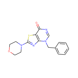 O=c1ncn(Cc2ccccc2)c2nc(N3CCOCC3)sc12 ZINC000084730968