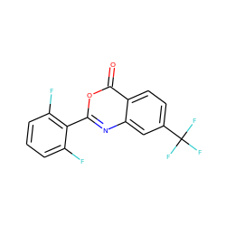 O=c1oc(-c2c(F)cccc2F)nc2cc(C(F)(F)F)ccc12 ZINC000114838884