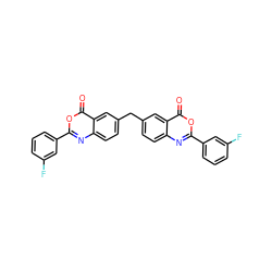 O=c1oc(-c2cccc(F)c2)nc2ccc(Cc3ccc4nc(-c5cccc(F)c5)oc(=O)c4c3)cc12 ZINC000002869920