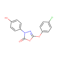 O=c1oc(Oc2ccc(Cl)cc2)nn1-c1ccc(O)cc1 ZINC000148929245