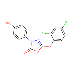 O=c1oc(Oc2ccc(Cl)cc2Cl)nn1-c1ccc(O)cc1 ZINC000169326826