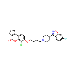 O=c1oc2c(Cl)c(OCCCCN3CCC(c4noc5cc(F)ccc45)CC3)ccc2c2c1CCC2 ZINC000103268633