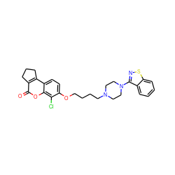 O=c1oc2c(Cl)c(OCCCCN3CCN(c4nsc5ccccc45)CC3)ccc2c2c1CCC2 ZINC000199507777