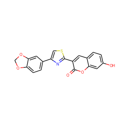 O=c1oc2cc(O)ccc2cc1-c1nc(-c2ccc3c(c2)OCO3)cs1 ZINC000013861870