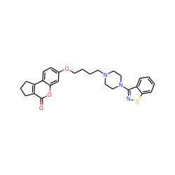 O=c1oc2cc(OCCCCN3CCN(c4nsc5ccccc45)CC3)ccc2c2c1CCC2 ZINC000103268608