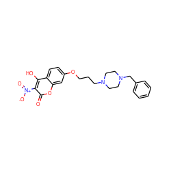 O=c1oc2cc(OCCCN3CCN(Cc4ccccc4)CC3)ccc2c(O)c1[N+](=O)[O-] ZINC000029236214