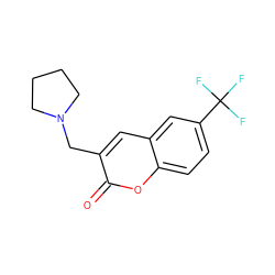 O=c1oc2ccc(C(F)(F)F)cc2cc1CN1CCCC1 ZINC000103269035