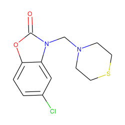 O=c1oc2ccc(Cl)cc2n1CN1CCSCC1 ZINC000026726990