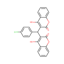 O=c1oc2ccccc2c(O)c1C(c1ccc(Cl)cc1)c1c(O)c2ccccc2oc1=O ZINC000005618522