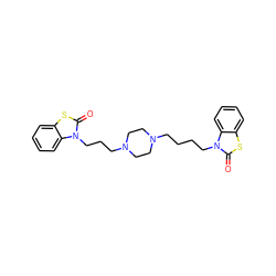 O=c1sc2ccccc2n1CCCCN1CCN(CCCn2c(=O)sc3ccccc32)CC1 ZINC000473081769