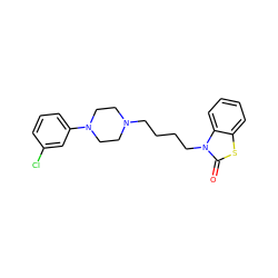 O=c1sc2ccccc2n1CCCCN1CCN(c2cccc(Cl)c2)CC1 ZINC000299825897