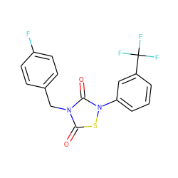 O=c1sn(-c2cccc(C(F)(F)F)c2)c(=O)n1Cc1ccc(F)cc1 ZINC000084727065