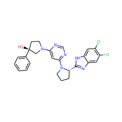 O[C@@]1(c2ccccc2)CCN(c2cc(N3CCC[C@H]3c3nc4cc(Cl)c(Cl)cc4[nH]3)ncn2)C1 ZINC000082153348