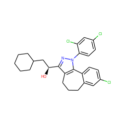 O[C@@H](CC1CCCCC1)c1nn(-c2ccc(Cl)cc2Cl)c2c1CCCc1cc(Cl)ccc1-2 ZINC000140432361