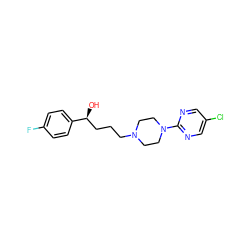 O[C@@H](CCCN1CCN(c2ncc(Cl)cn2)CC1)c1ccc(F)cc1 ZINC000013730864