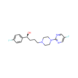 O[C@@H](CCCN1CCN(c2ncc(F)cn2)CC1)c1ccc(F)cc1 ZINC000000013635