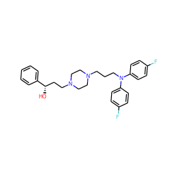 O[C@@H](CCN1CCN(CCCN(c2ccc(F)cc2)c2ccc(F)cc2)CC1)c1ccccc1 ZINC000026576407