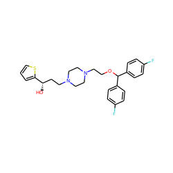 O[C@@H](CCN1CCN(CCOC(c2ccc(F)cc2)c2ccc(F)cc2)CC1)c1cccs1 ZINC000022927441