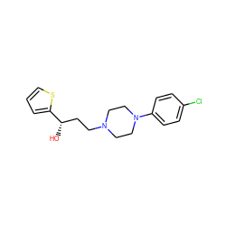 O[C@@H](CCN1CCN(c2ccc(Cl)cc2)CC1)c1cccs1 ZINC000013861774