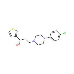 O[C@@H](CCN1CCN(c2ccc(Cl)cc2)CC1)c1ccsc1 ZINC000013861762