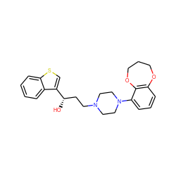 O[C@@H](CCN1CCN(c2cccc3c2OCCCO3)CC1)c1csc2ccccc12 ZINC000013491140