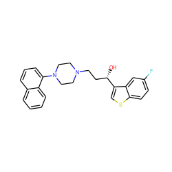 O[C@@H](CCN1CCN(c2cccc3ccccc23)CC1)c1csc2ccc(F)cc12 ZINC000013491144