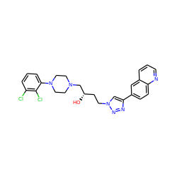 O[C@@H](CCn1cc(-c2ccc3ncccc3c2)nn1)CN1CCN(c2cccc(Cl)c2Cl)CC1 ZINC000473110404