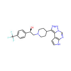 O[C@@H](CN1CCC(c2nnn3cnc4[nH]ccc4c23)CC1)c1ccc(C(F)(F)F)cc1 ZINC001772636719