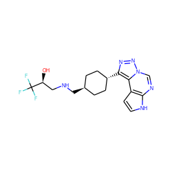 O[C@@H](CNC[C@H]1CC[C@H](c2nnn3cnc4[nH]ccc4c23)CC1)C(F)(F)F ZINC001772631160