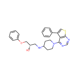 O[C@@H](CNC1CCN(c2ncnc3scc(-c4ccccc4)c23)CC1)COc1ccccc1 ZINC000064527392