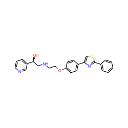 O[C@@H](CNCCOc1ccc(-c2csc(-c3ccccc3)n2)cc1)c1cccnc1 ZINC000028959005